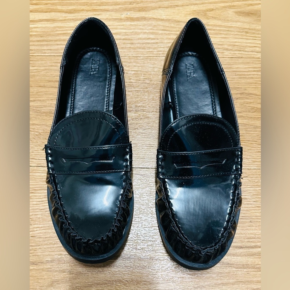 ZARA Black Patent Loafers